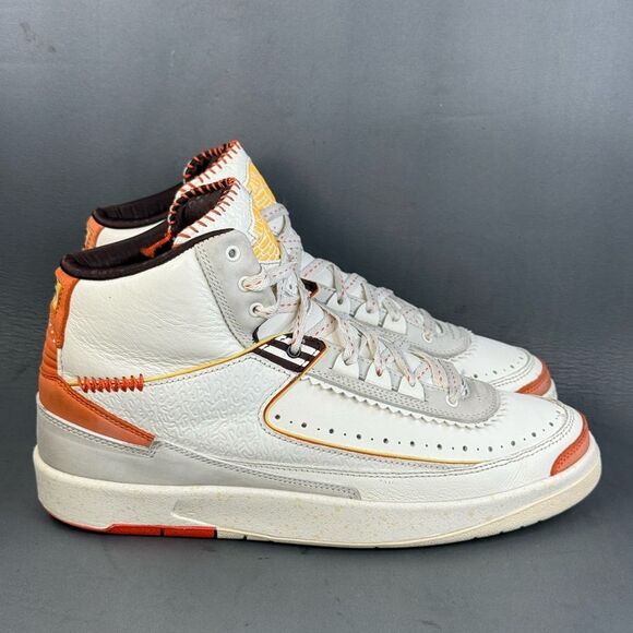 Air Jordan 2 x Maison Château Rouge Orange and Sail athletic shoes men’s size 9 - Picture 1 of 8